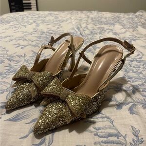 Gold Glitter Women's Slingback Heels